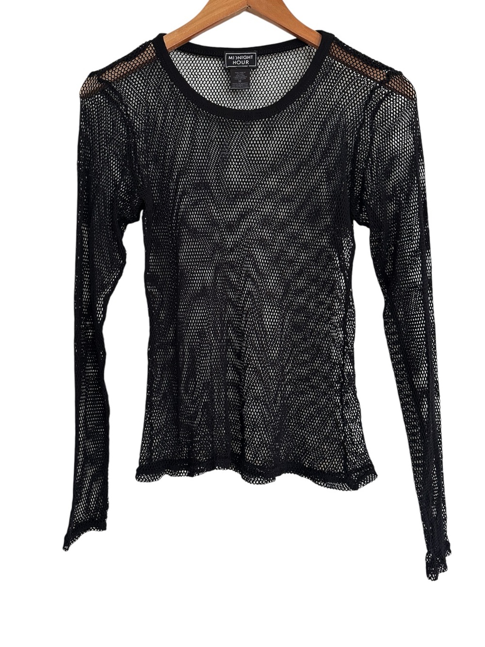 Midnight Hour Fishnet Mesh Long Sleeve Top Black Size Medium Rave Goth Festival